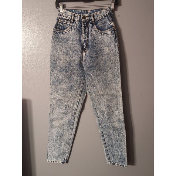 Vintage Rio by Stephen Mardon Acid Wash High Waist Jeans Junior Size 7 80s - Picture 2 of 10